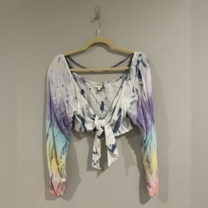 Tie-Dye Tie Front Top